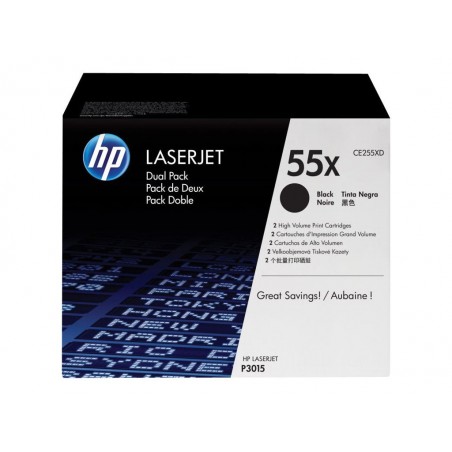 HP 55X - Pack de 2 - à rendement élevé - noire - original - toner HP 55X - Pack de 2 - à rendement élevé - noire - original - toner