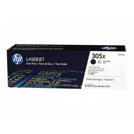 HP 305X - Pack de 2 - noire - original - toner HP 305X - Pack de 2 - noire - original - toner